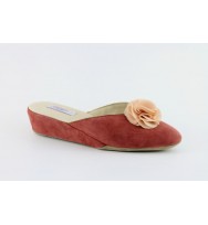 women's slippers CHIFFON HI (4.5 cm wedge)  coral rose suede